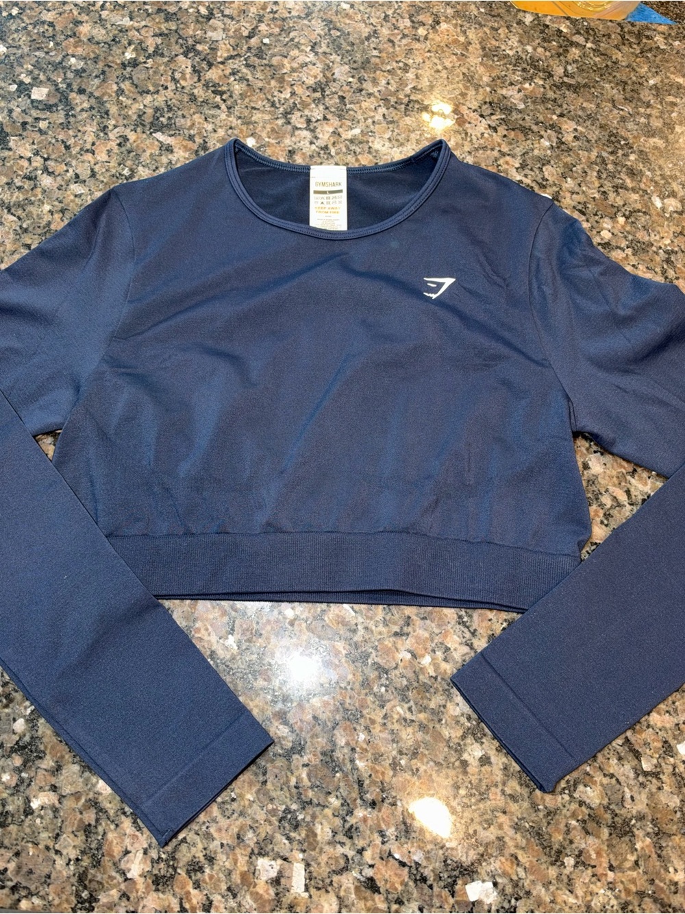 Gymshark Navy Long Sleeve Cropped Athletic Top